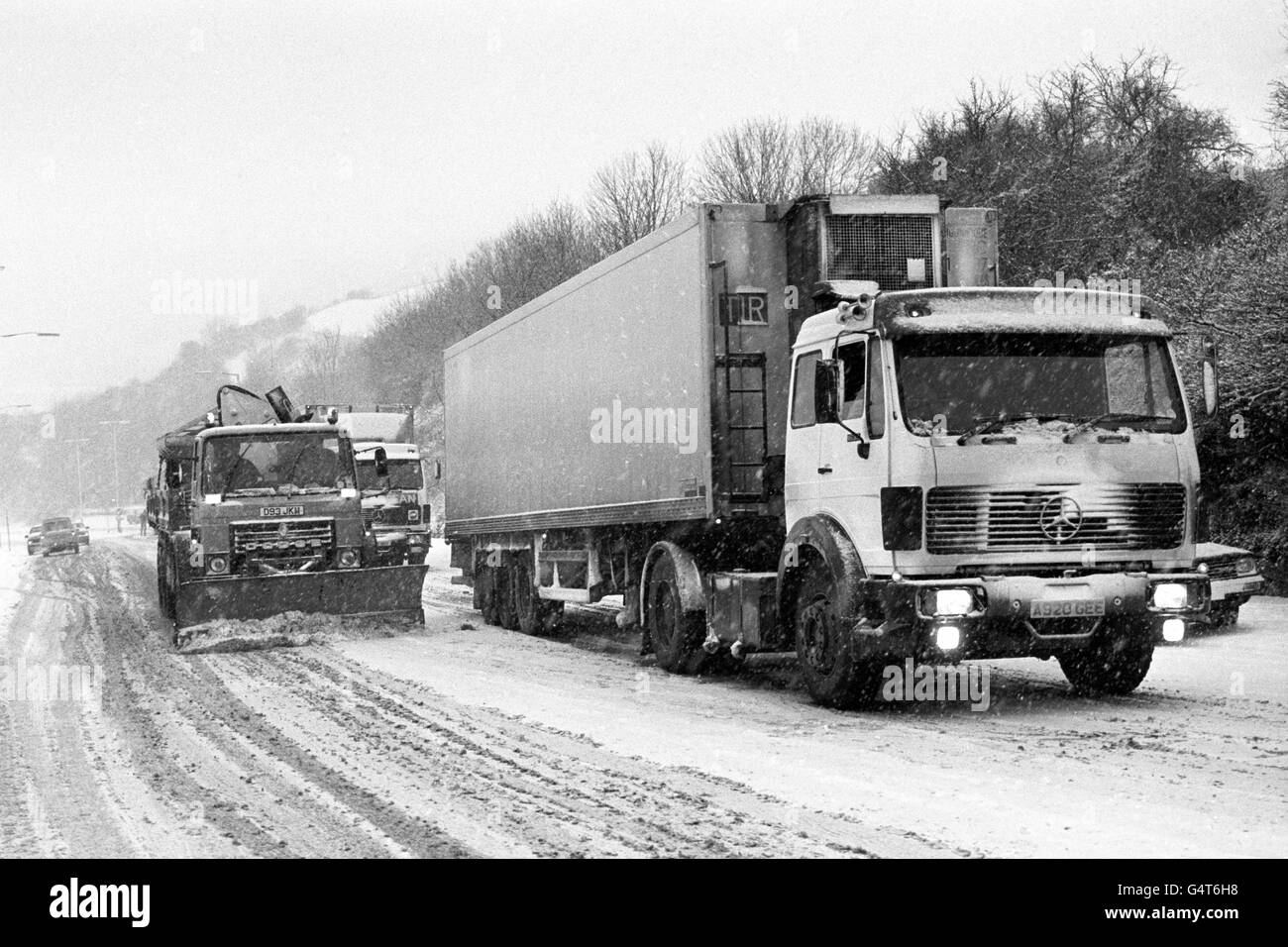 Winter Weather Snow Plough Folkestone Stock Photo Alamy
