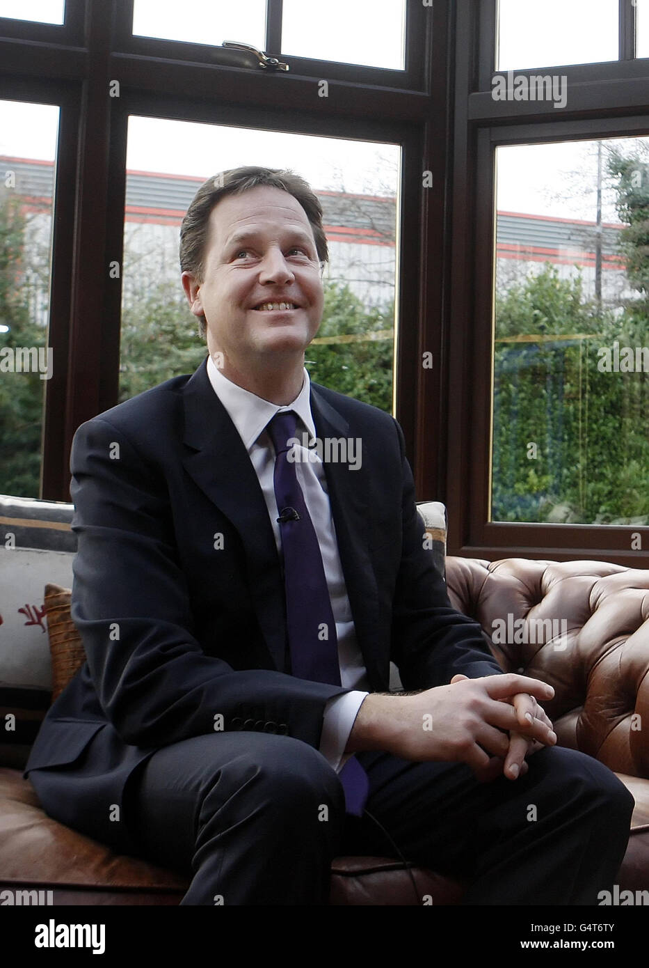 Deputy Prime Minister Nick Clegg during a visit to a CR Smith showroom in Dunfermline, Scotland, to highlight the UK Government's 1 billion pound programme to tackle youth unemployment. Stock Photo
