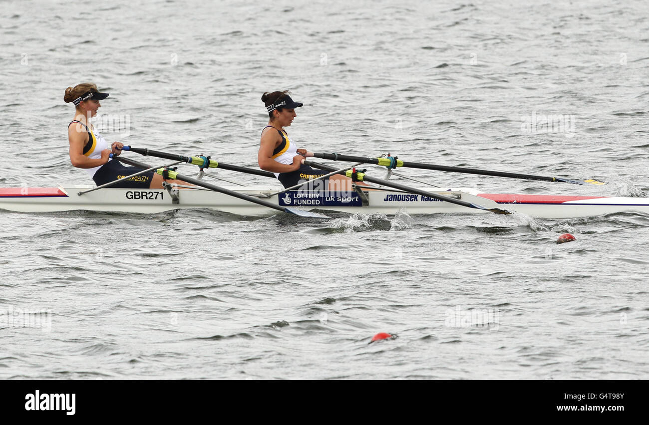 Nicki Godbold and Gabby Rodriguez of Bath University Boat Club win the Women under 23 Double Sculls event during day three of the British Rowing Championships 2011 at Holme Pierrepont National Watersports Centre, Nottingham Stock Photo