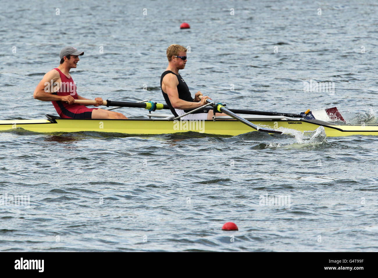 Mason Durant and Frederick Gill of Oxford Brookes University Boat Club during the Open Lightweight Coxless Pairs final on day three of the British Rowing Championships 2011 at Holme Pierrepont National Watersports Centre, Nottingham Stock Photo