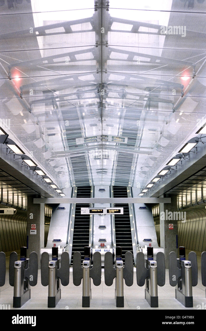 Entrance barriers at Canning Town tube station, designed by architects