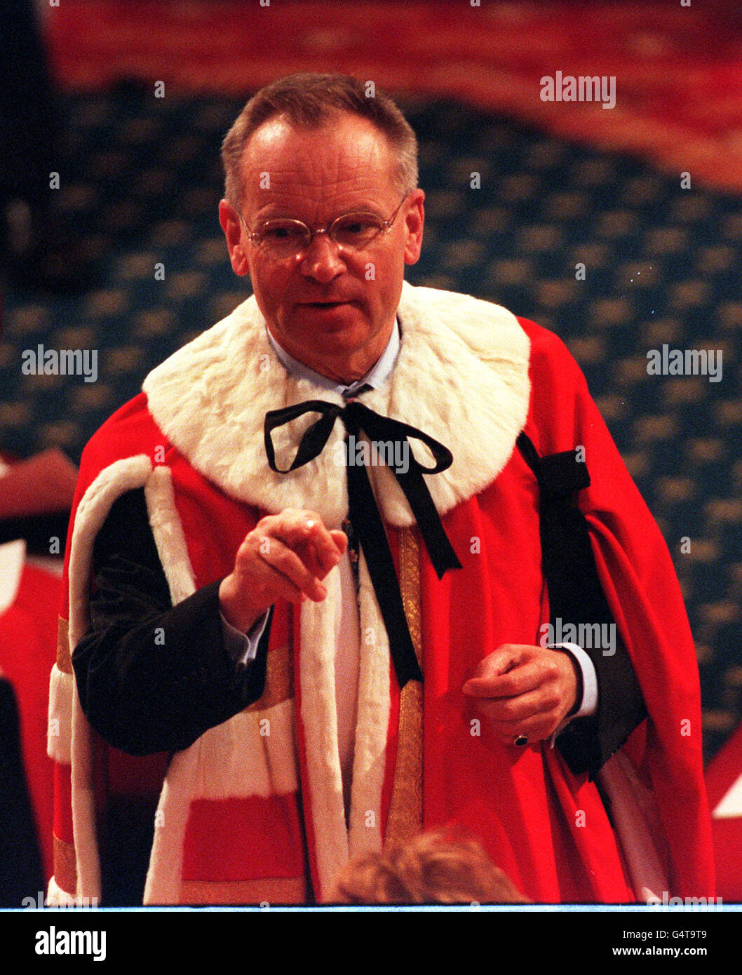 Lord Archer, the Conservative candidate for Mayor of London, in the House of Lords before The Queen's speech. *Lord Archer stands down as Conservative candidate for Mayor of London after revelations that he had asked a close friend to provide him with a false alibi during his 1987 libel action aginst The Daily Star. * 17/11/99 of Lord Archer, the Conservative candidate for Mayor of London, in the House of Lords before The Queen's speech. Lord Archer was found guilty at the Old Bailey on a total of four charges of perjury and perverting the course of justice in relation to his 1987 libel case Stock Photo