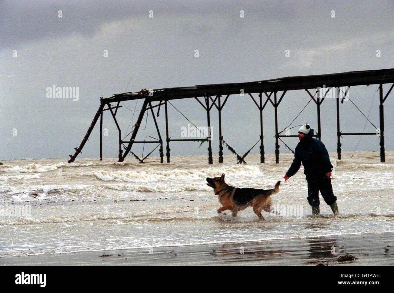 The end of Bognor Pier, in West Sussex, damaged after heavy storms and
