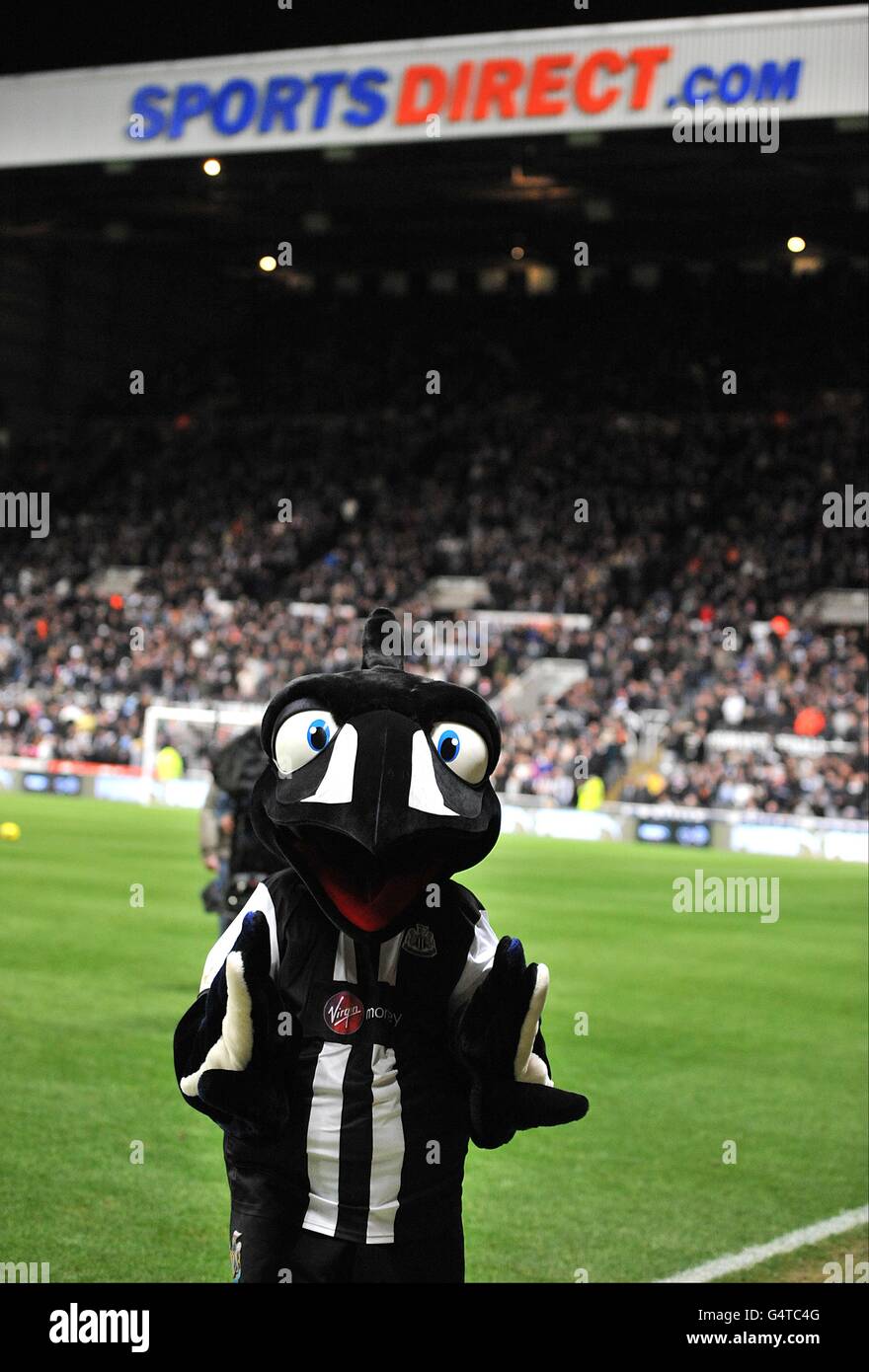 Newcastle United mascot Monty the Magpie prior to kickoff Stock Photo