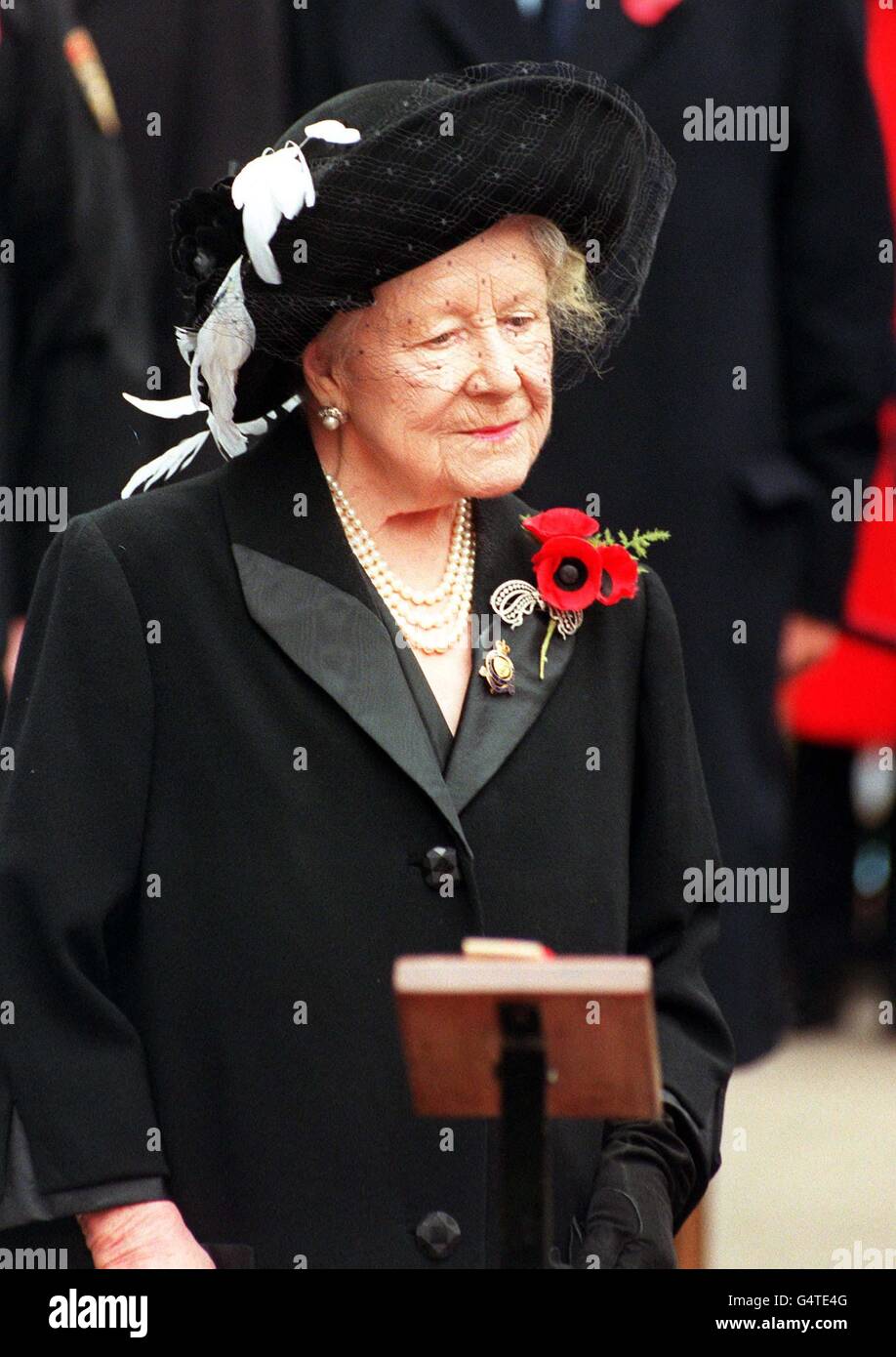 The Queen Mother,leading the nation in twominutes silence to pay