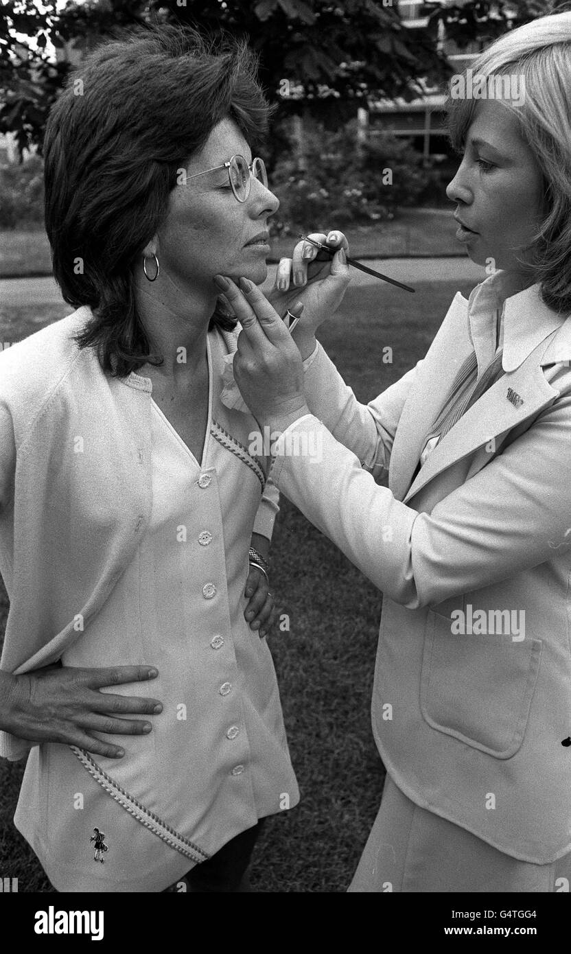 Billie-Jean King at the tennis wear designer Ted Tinling's pre-Wimbledon fashion presentation in London. Stock Photo