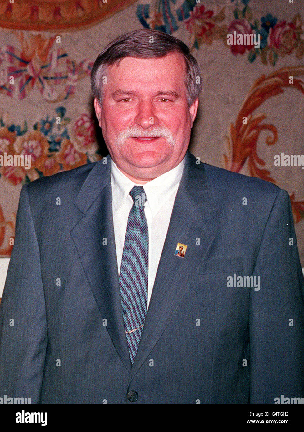 Polish President Lech Walesa at Belvedere Palace, Warsaw, where he greeted the Prince of Wales, who was on a four day offical visit to Poland. Stock Photo