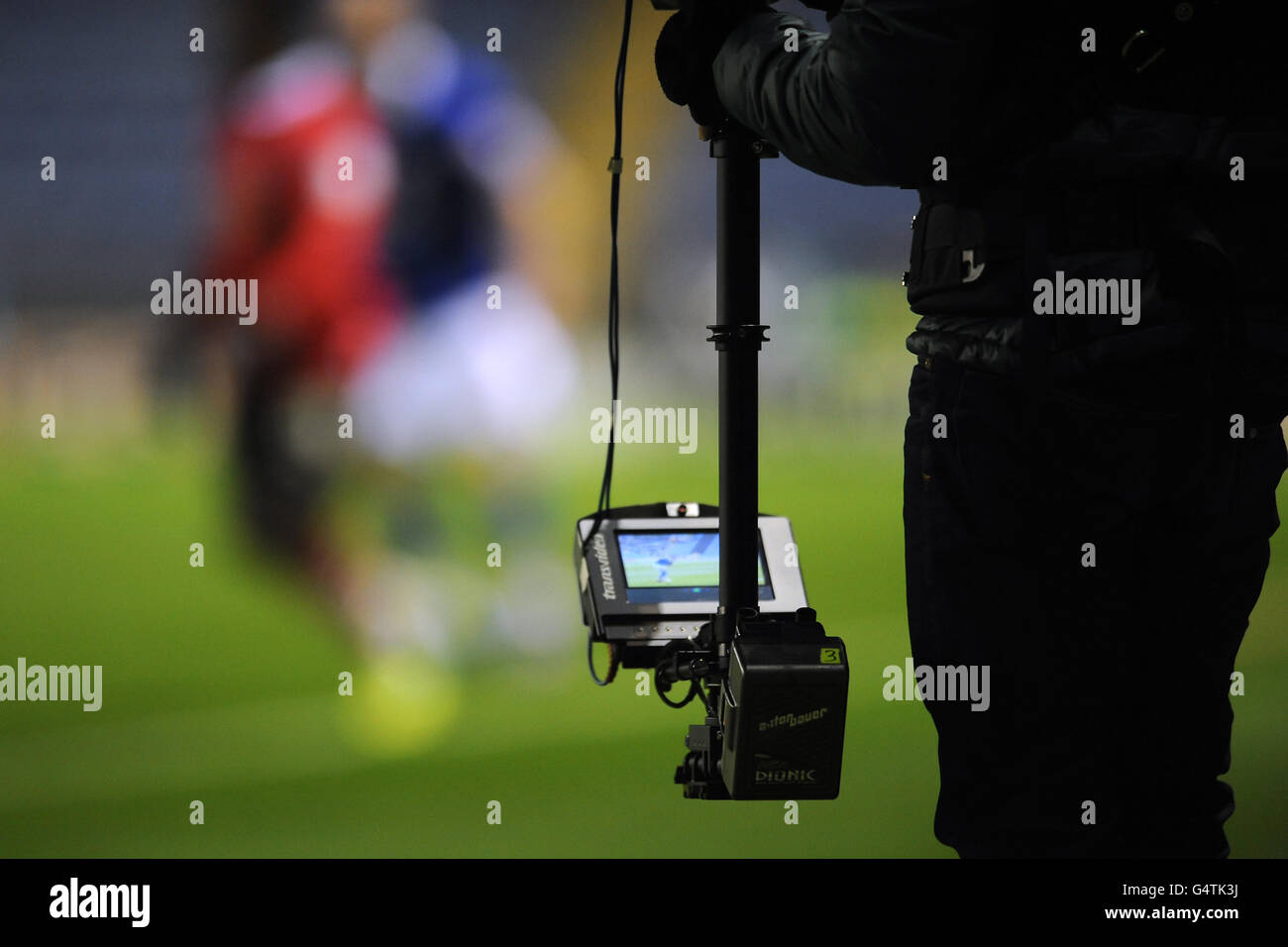 Soccer - FA Cup - Third Round Replay - Leicester City v Nottingham Forest - King Power Stadium. General view of an ESPN Steadicam pitchside during the game Stock Photo
