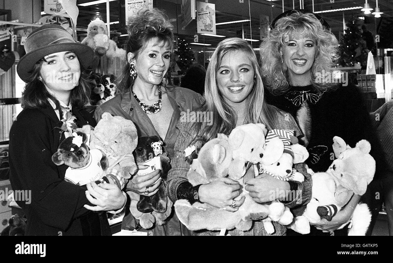 24/11/88 LEFT-RIGHT: Actresses Lysette Anthony and Sally Farmiloe, page three girl Suzanne Mizzi and comedienne Ellie Laine. Actress Sally Farmiloe today, Monday 20th December 1999, refused to comment on allegations that she had a three-year affair with disgraced Tory peer Lord Archer.The reports come after Lord Archer, 59, was forced to stand down as Tory mayoral candidate for London last month following revelations that he persuaded a friend to fabricate an alibi in connection with his 1987 libel case against the Daily Star newspaper.See PA story POLITICS Archer. PA Photo. Stock Photo