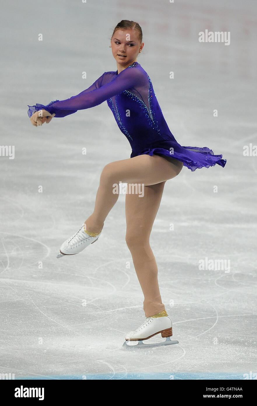 Ukraine's Natalia Popova in action in the Ladies Preliminary Round Free  Skating at the European Figure Skating Championships Stock Photo - Alamy