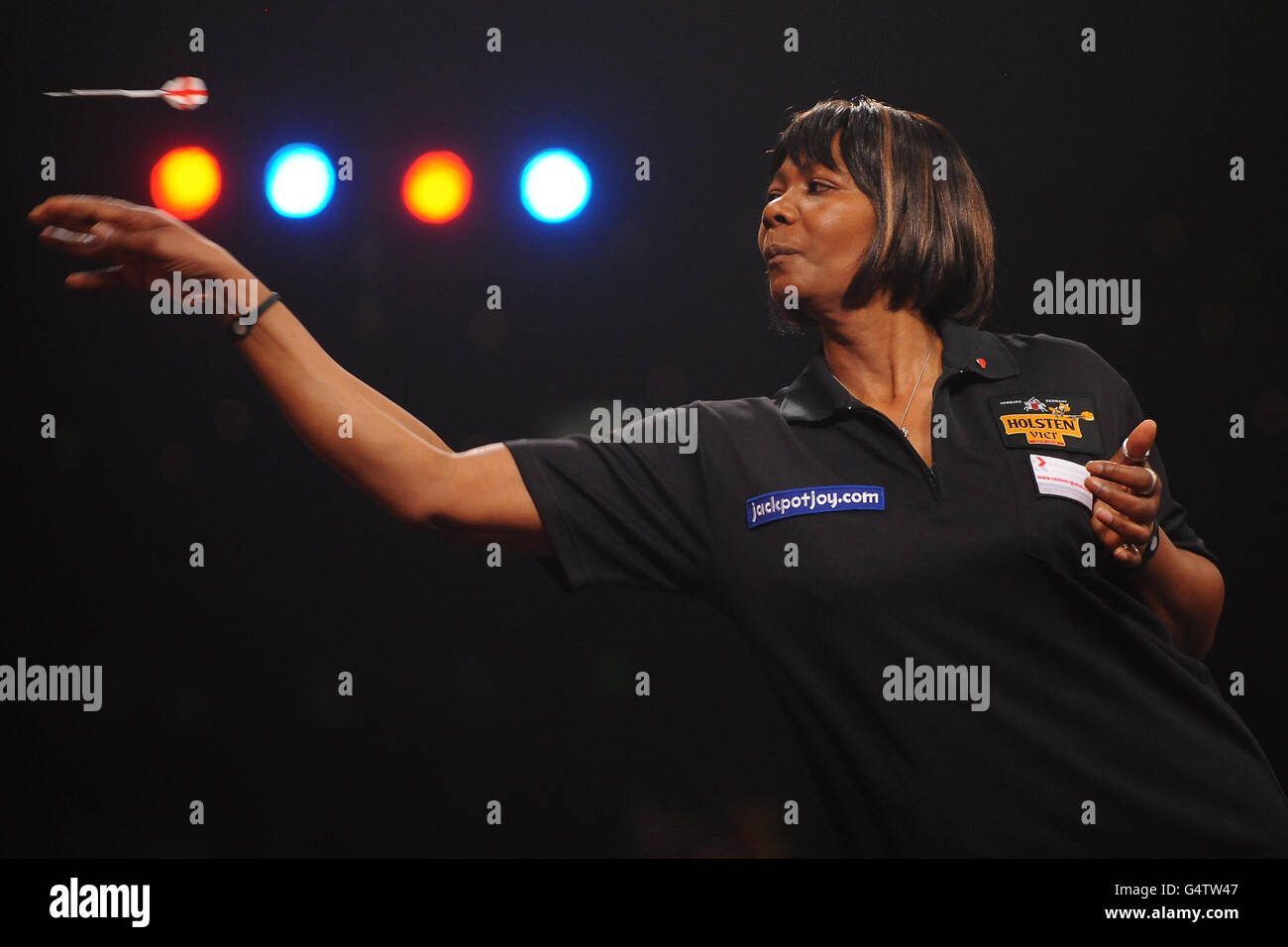 England's Deta Hedman in action during the final of Women's BDO World Professional Darts Championships at the Lakeside Complex, Surrey. Stock Photo