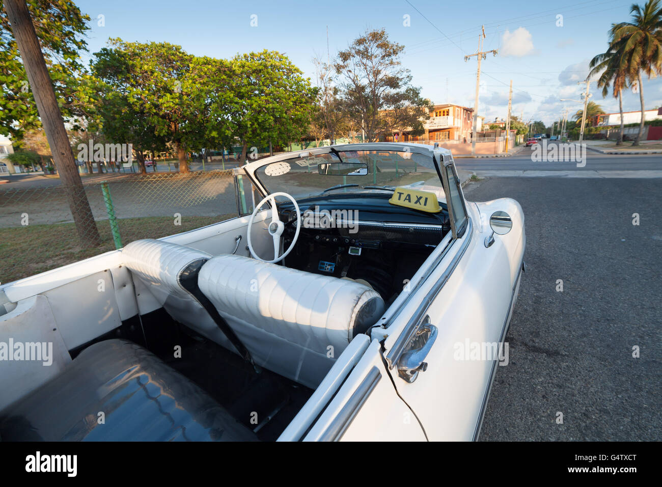Old 1930s-1959 American Chevrolet coupe car are used for taxi in Cuba. Stock Photo