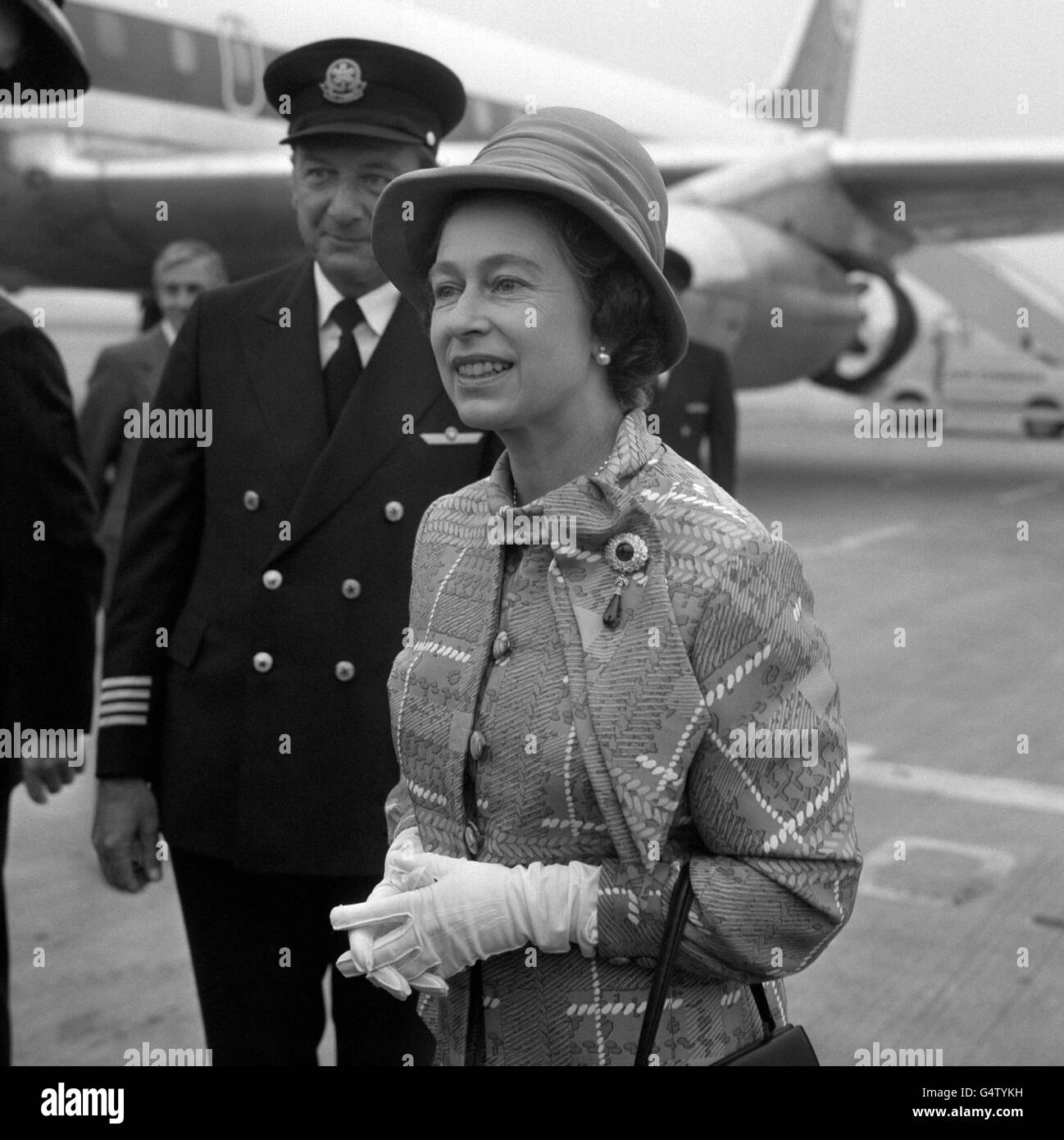 Royalty - Queen Elizabeth II - Heathrow Airport Stock Photo