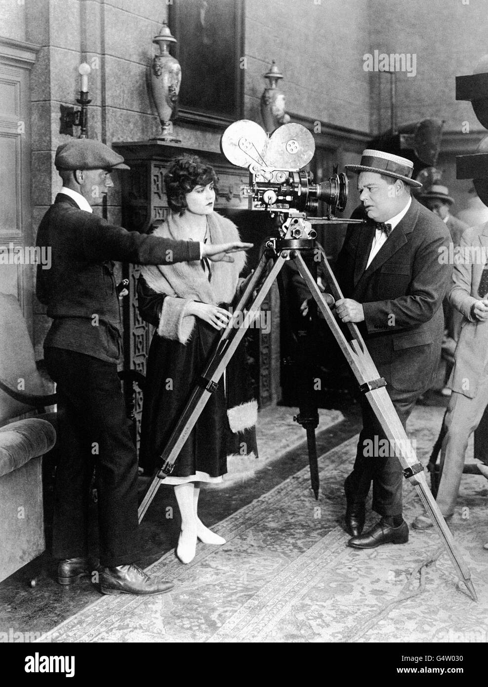 'Should A Man Marry' - Harriet Hammond and Fatty Arbuckle - London. Harriet Hammond with Fatty Arbuckle on the set of 'Should A Man Marry' in London. Stock Photo