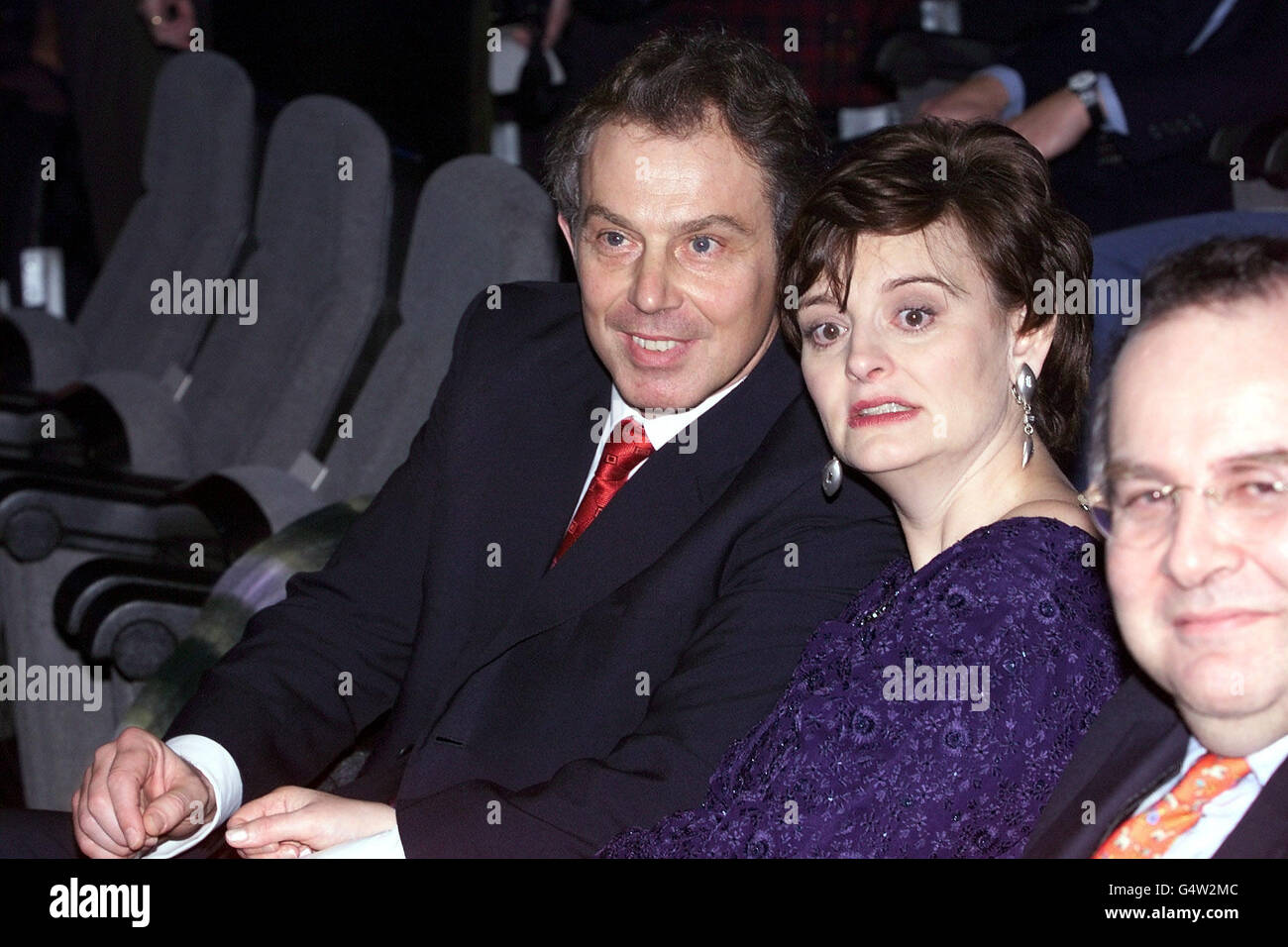 Prime minister tony blair and wife cherie watch entertainers hi-res