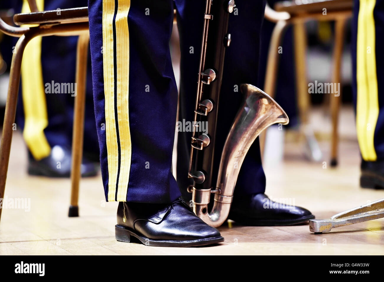 Detail with military orchestra uniform during a concert Stock Photo