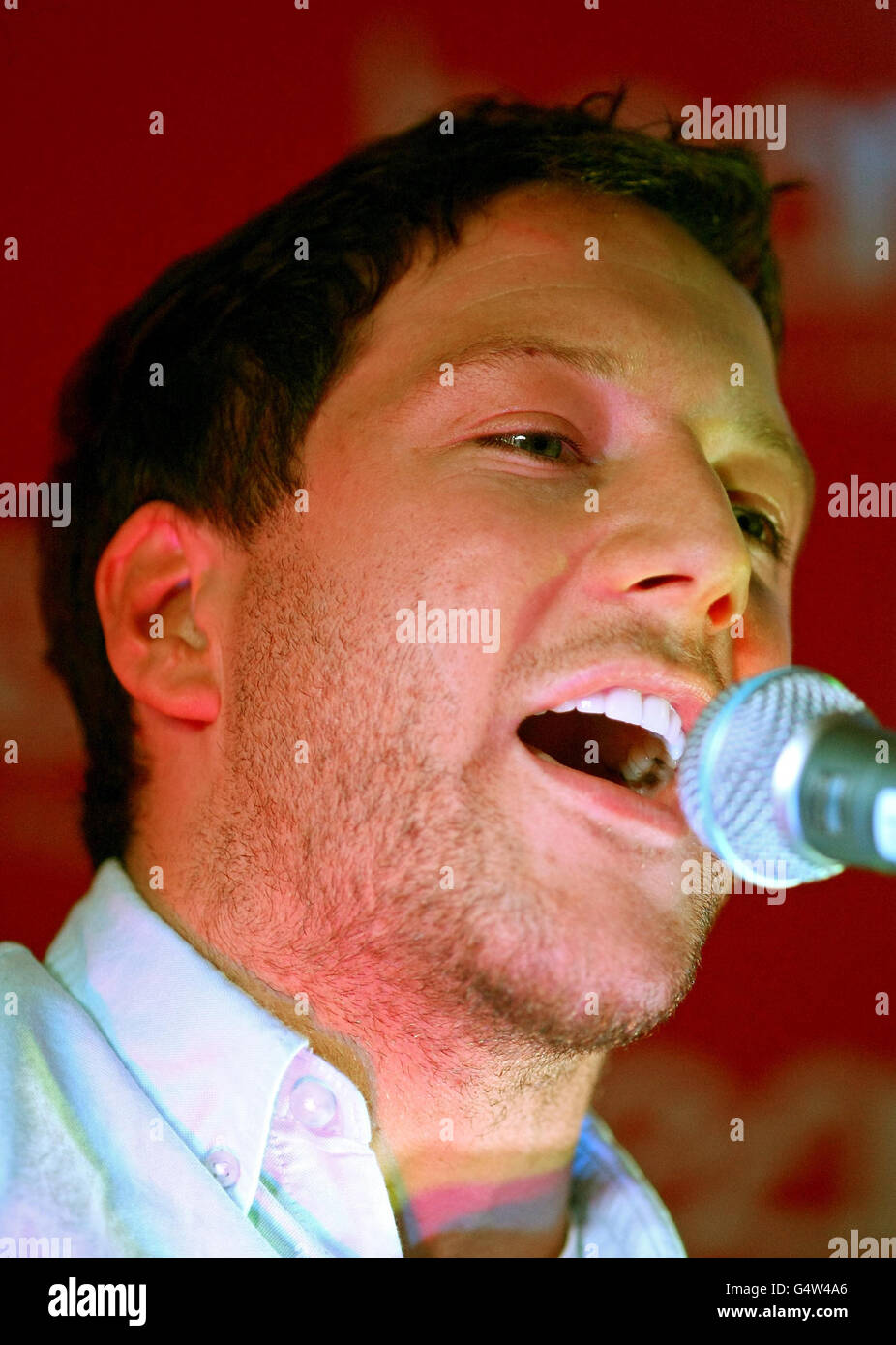 Matt Cardle performs at the Revolution Bar, Cambridge, after opening the Heart  Cambridge Radio Station Stock Photo - Alamy