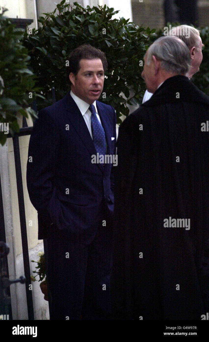 Viscount Linley at the christening of his son Charles Patrick Inigo Armstrong Jones. Stock Photo