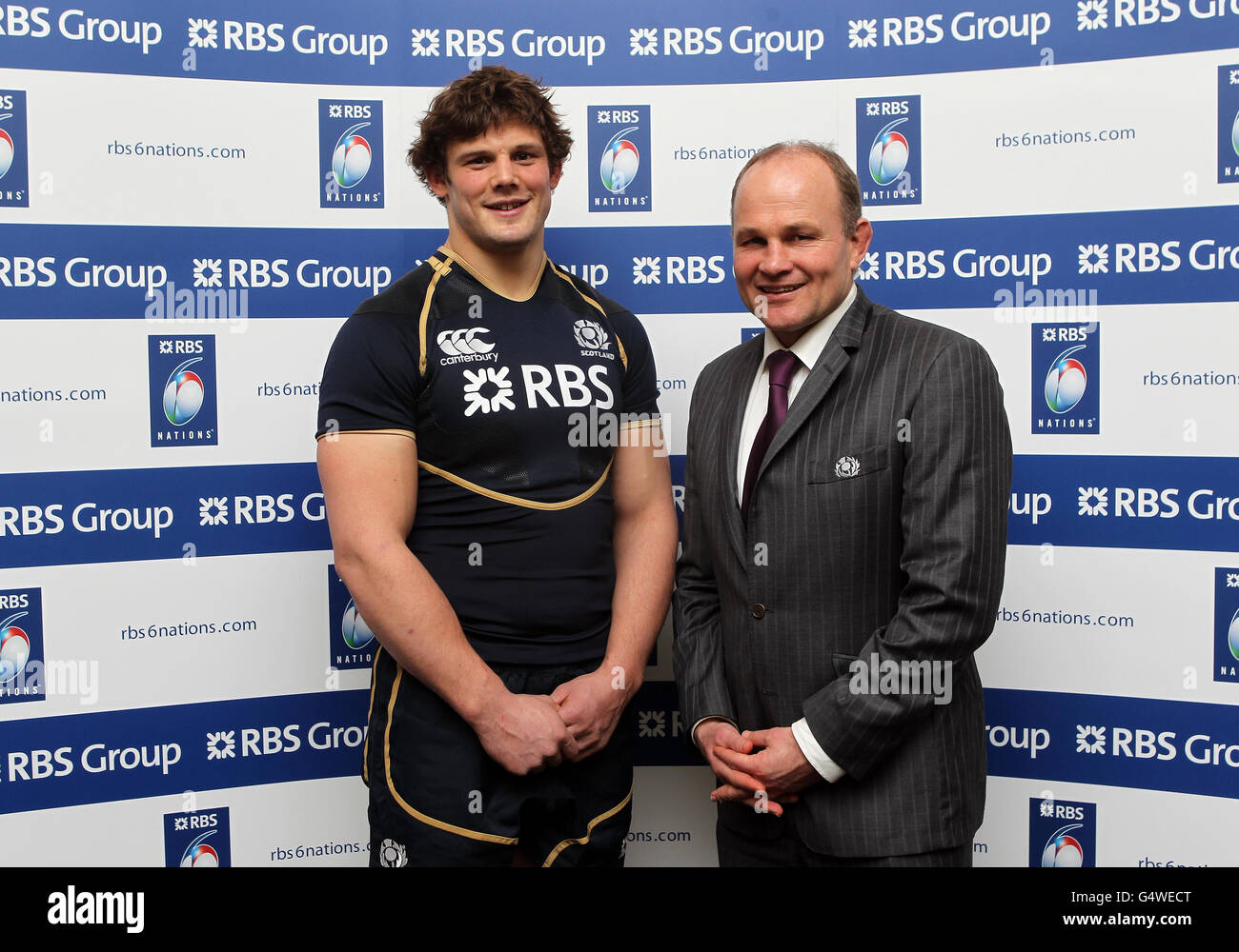 Scotland captain Ross Ford and coach Andy Robinson during the RBS 6 Nations Launch at The Hurlingham Club, London, Wednesday January 25th 2012.Photo credit should read : David Davies/PA Wire Stock Photo