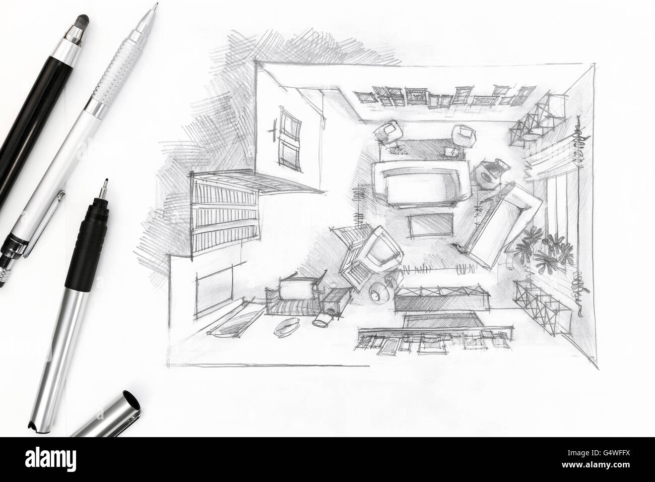 Pencil drawing interior hi-res stock photography and images - Alamy