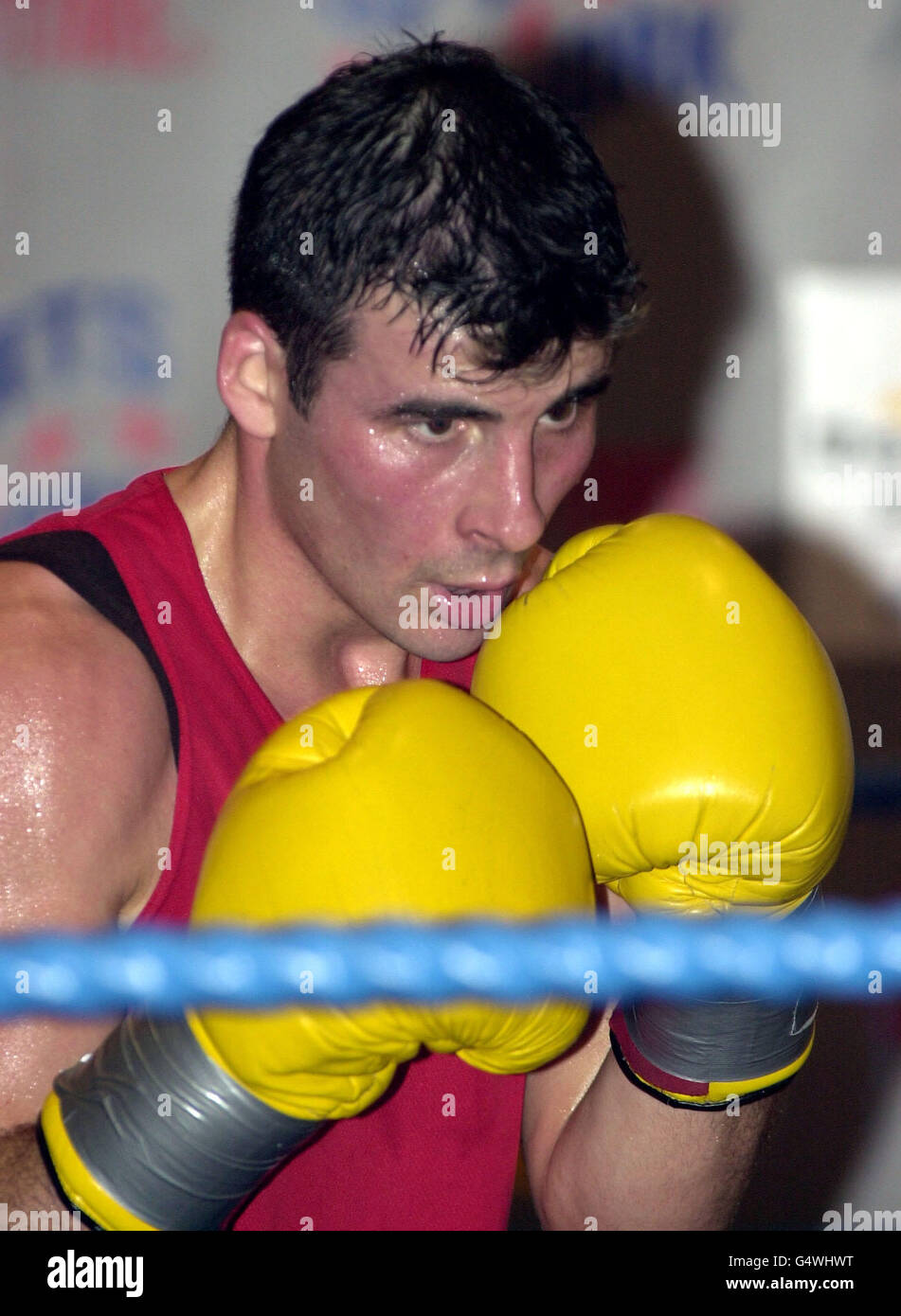 Boxer Joe Calzaghe during a training session at the Grosvenor House