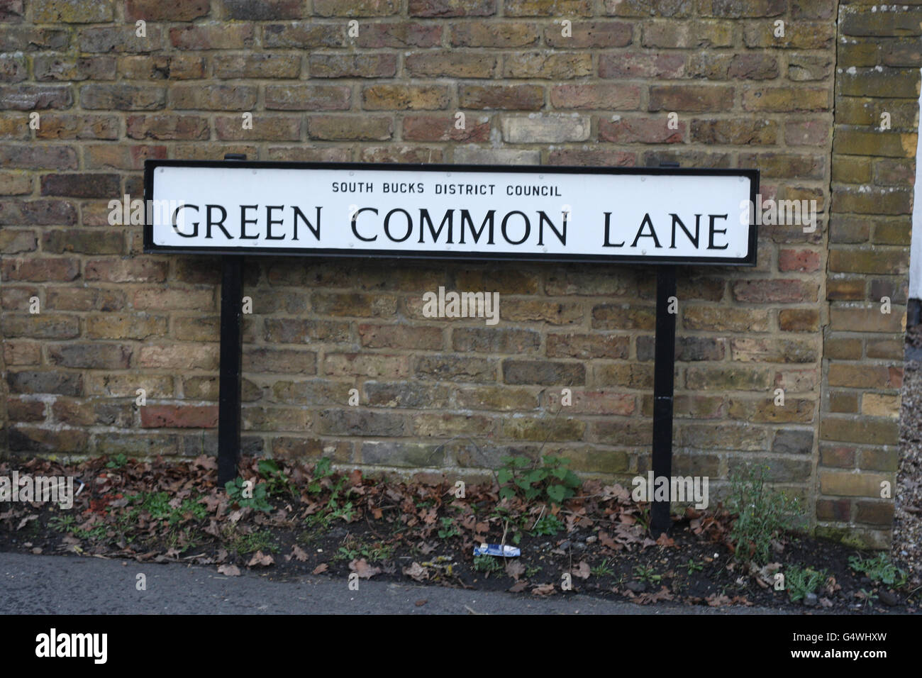 A general view of signage in Green Common Lane, Wooburn Common near