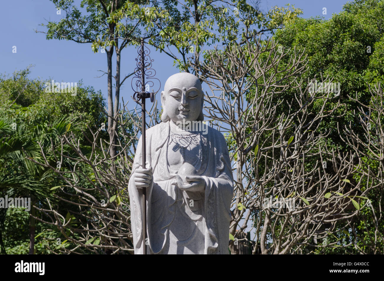 Xuanzang buddha Chinese priest on nature background. Stock Photo