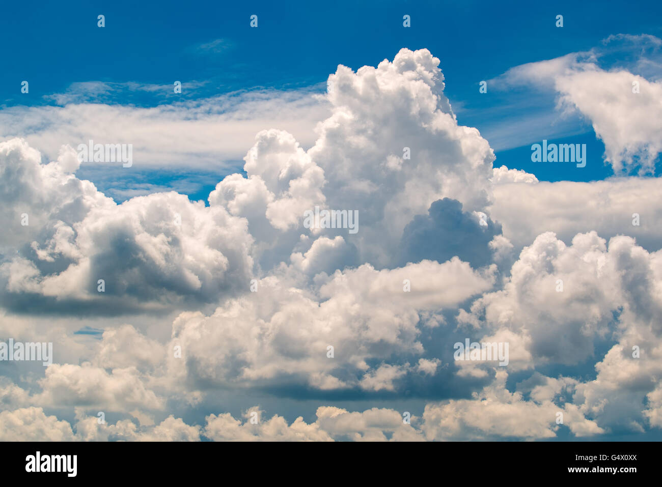 White clouds and blue summer sky, beauty in nature Stock Photo