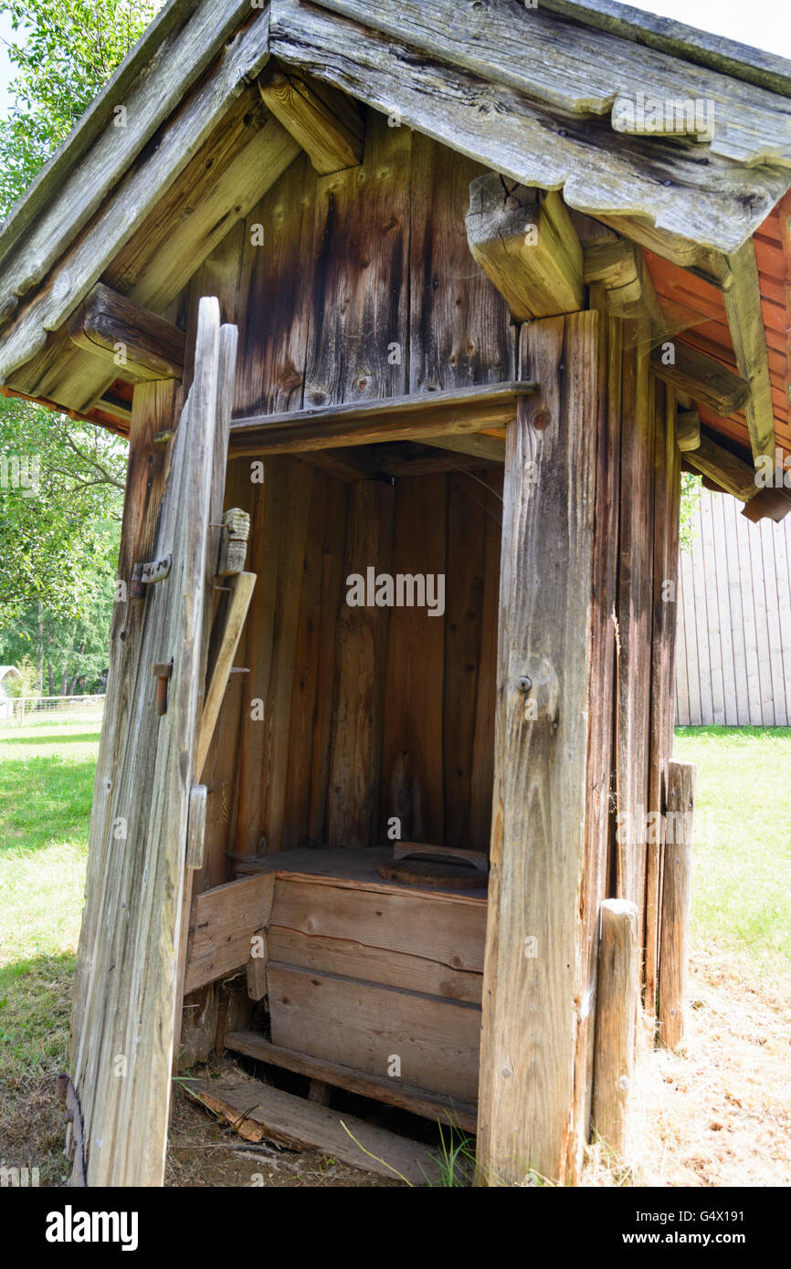 Lower Bavaria Open Air Museum Finsterau: outhouse, Nationalpark Bayerischer Wald, Bavarian Forest National Park, Germany, Bayern Stock Photo
