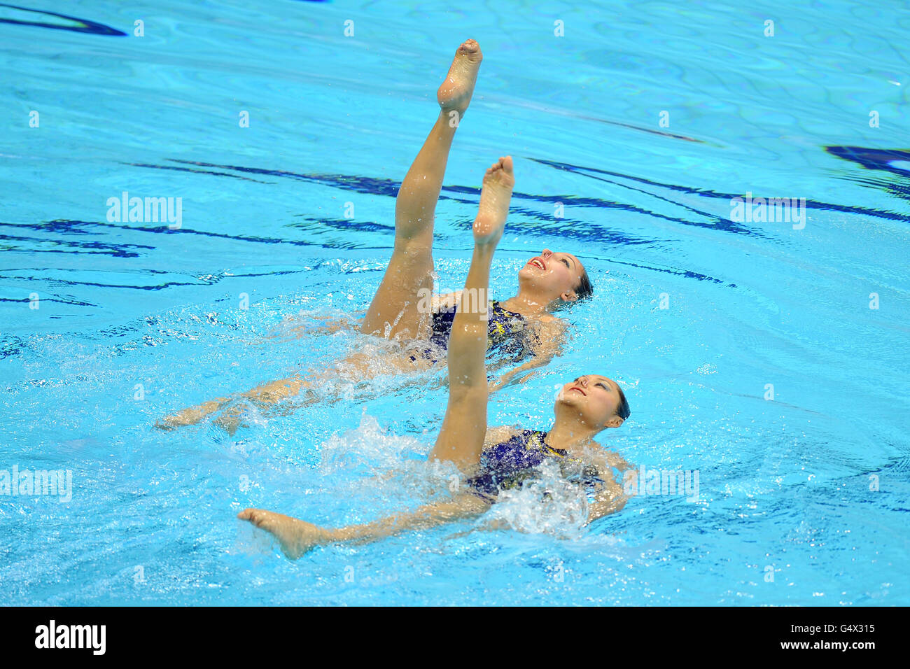 Malaysia's Png Hui Chuen and Katrina Ann Abdul Hadi in action in the Duets Technical Routine Stock Photo