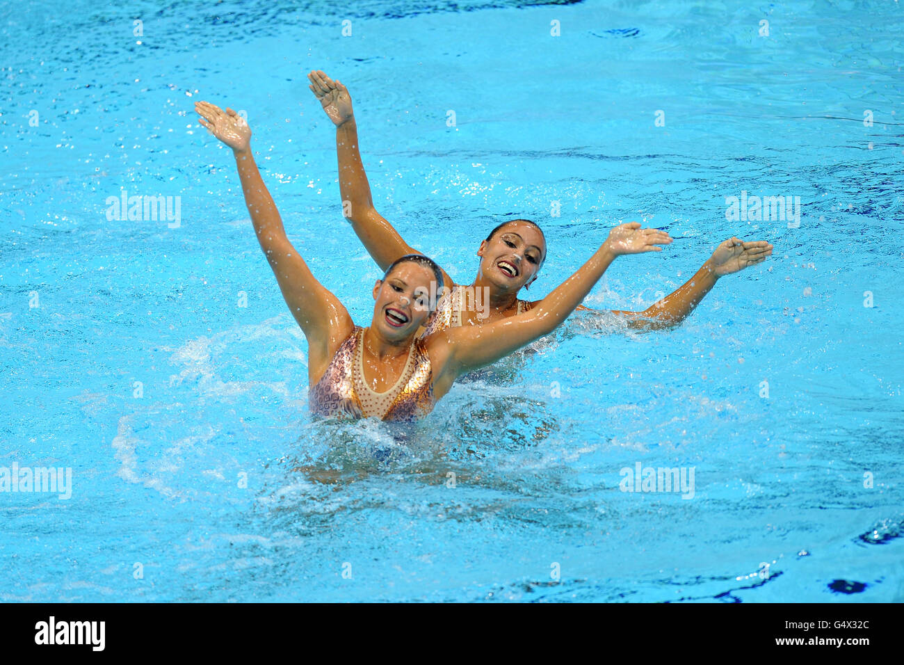 Swimming Synchronised Swimming Olympic Qualifying Day One Olympic Aquatics Centre Stock