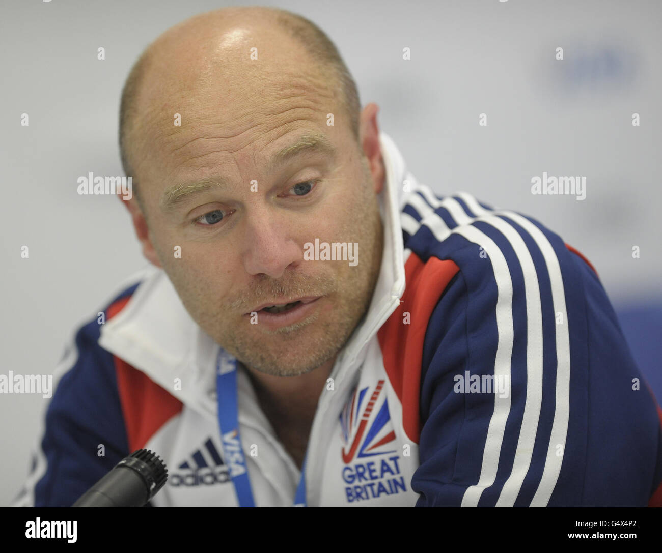 Great Britain coach Danny Kerry during the Visa International Invitational Hockey Tournament at the Riverbank Arena, London. Stock Photo