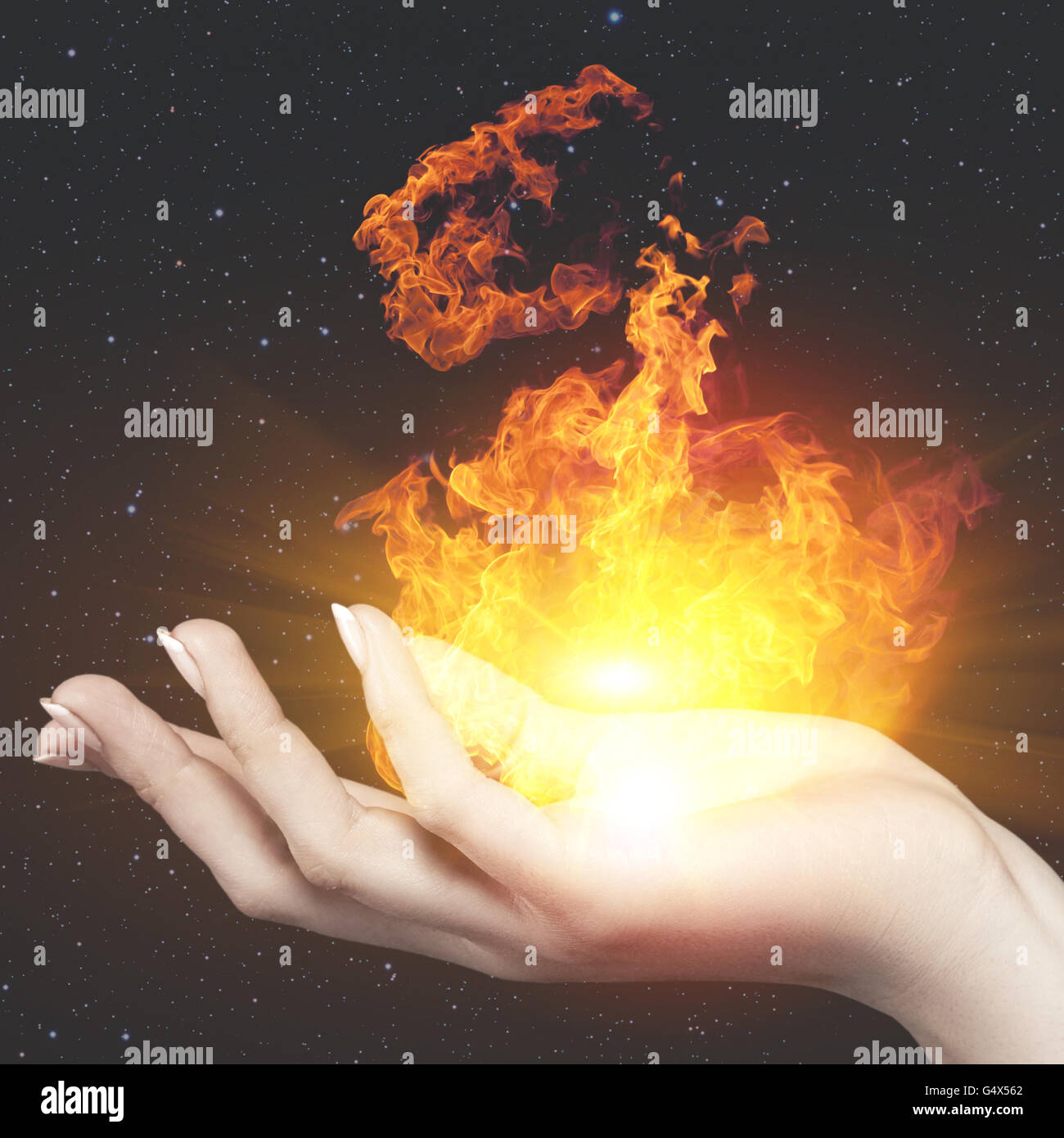 Burning fire of the Knowledge, Education and science backgrounds Stock Photo