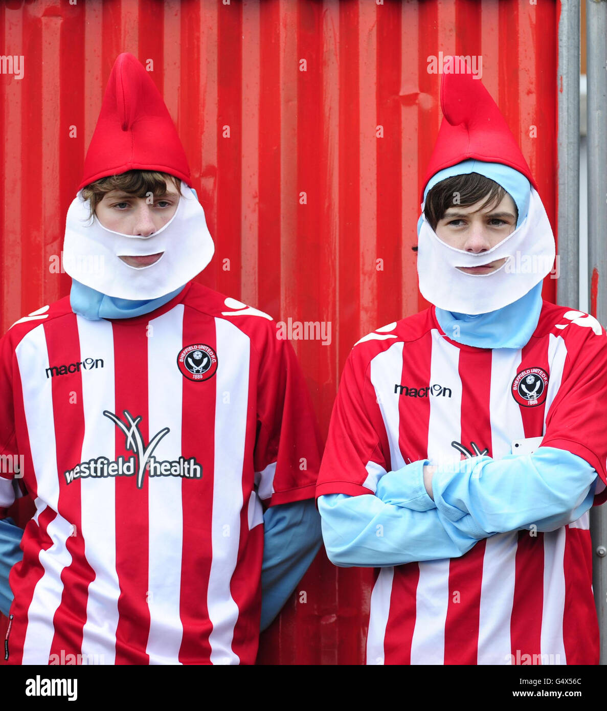 Sheffield United fans during the npower League One match at St James' Park, Exeter. Stock Photo