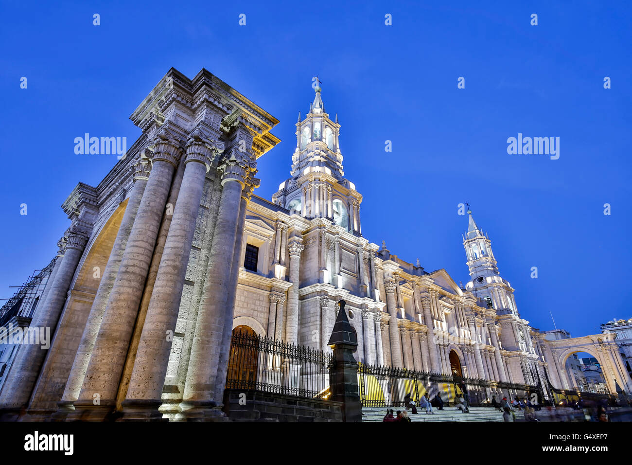 Arequipa Cathedral, Plaza de Armas, Arequipa, Peru Stock Photo