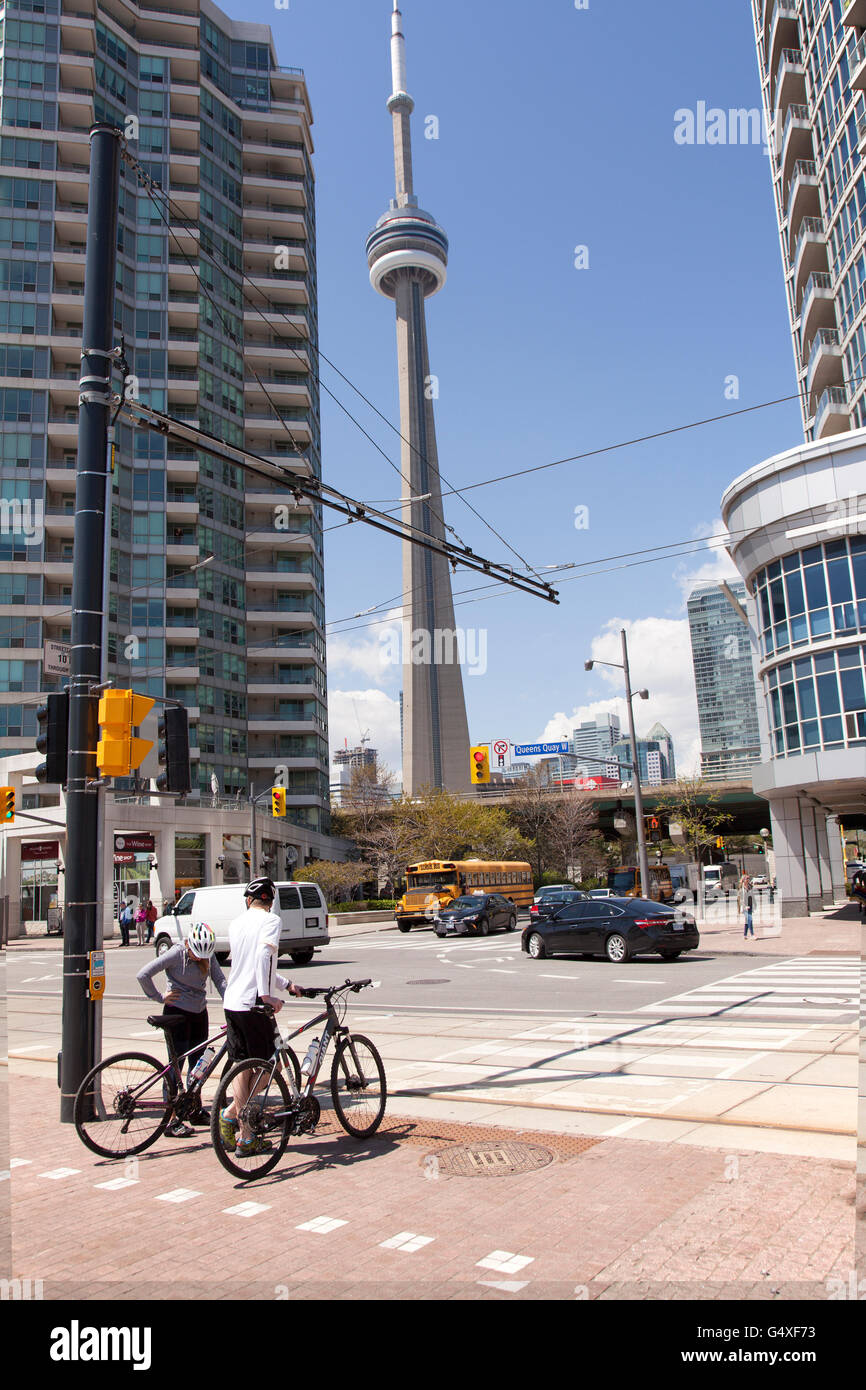 cyclists enjoying summer at harborfront in Toronto Stock Photo