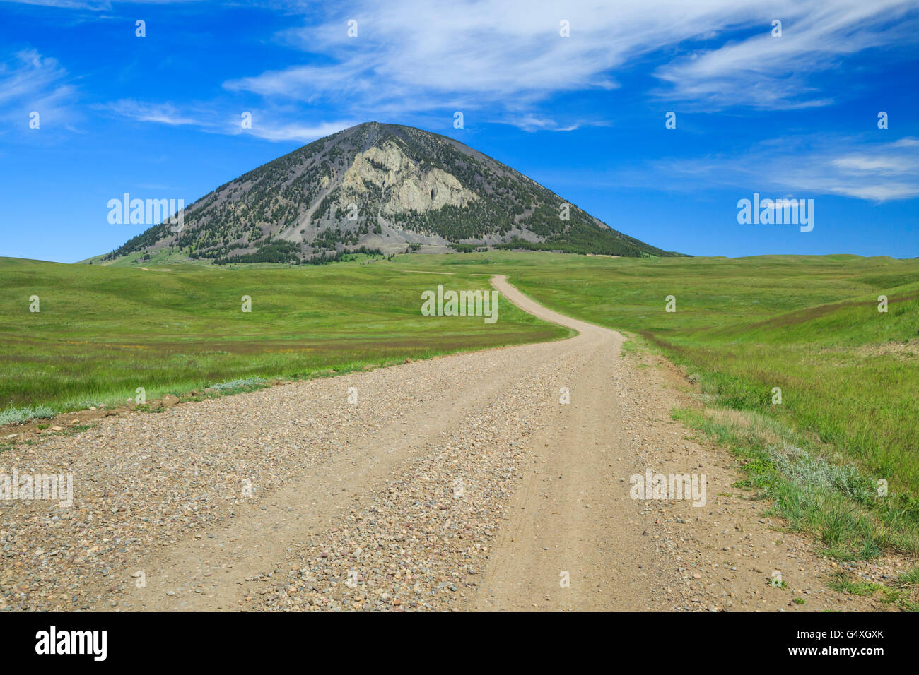 road below west butte in the sweet grass hills near whitlash, montana