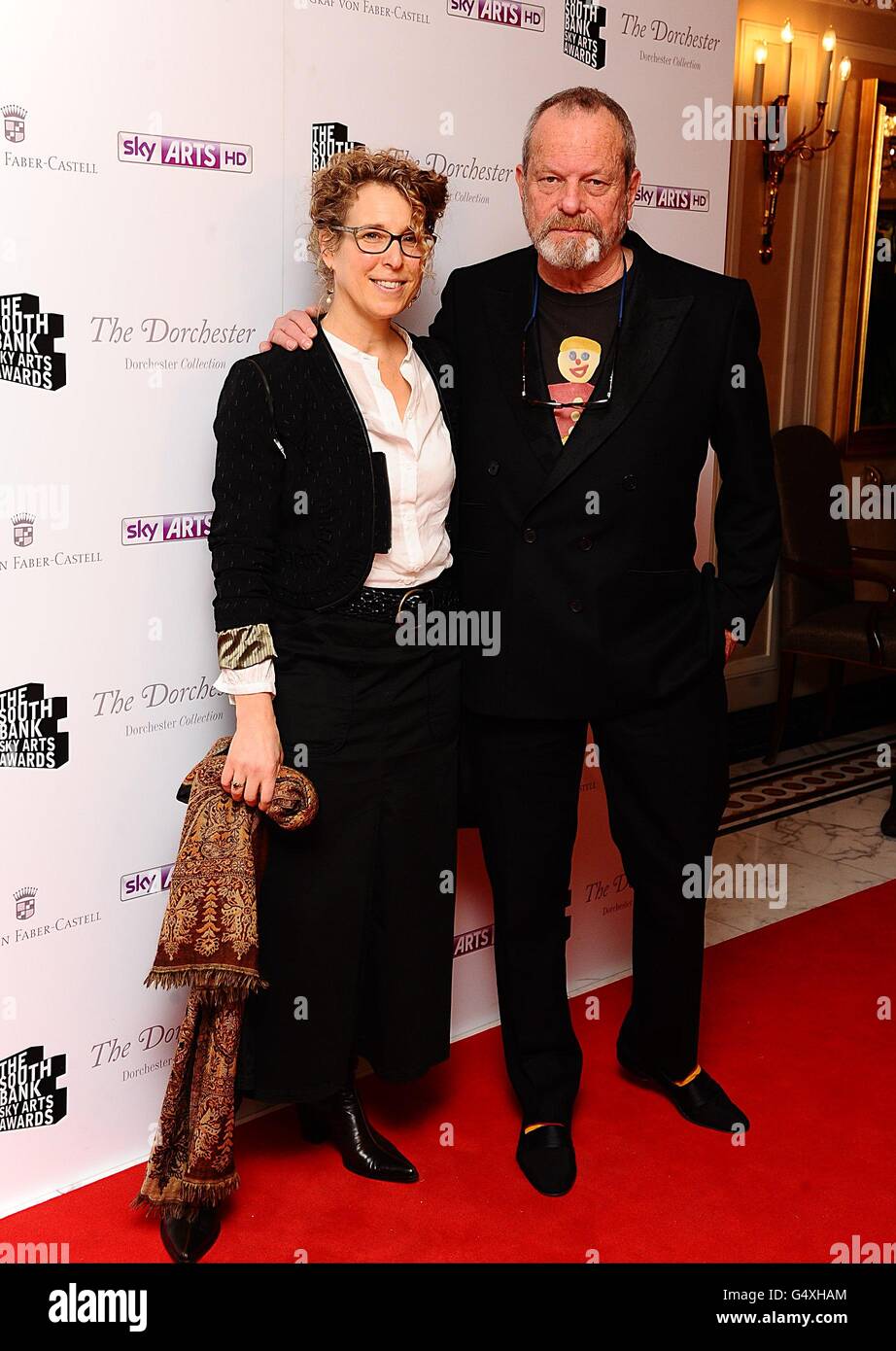 Terry Gilliam and Leah Hausman arriving for the 2012 South Bank Sky Arts Awards at the Dorchester Hotel, Park Lane, London Stock Photo