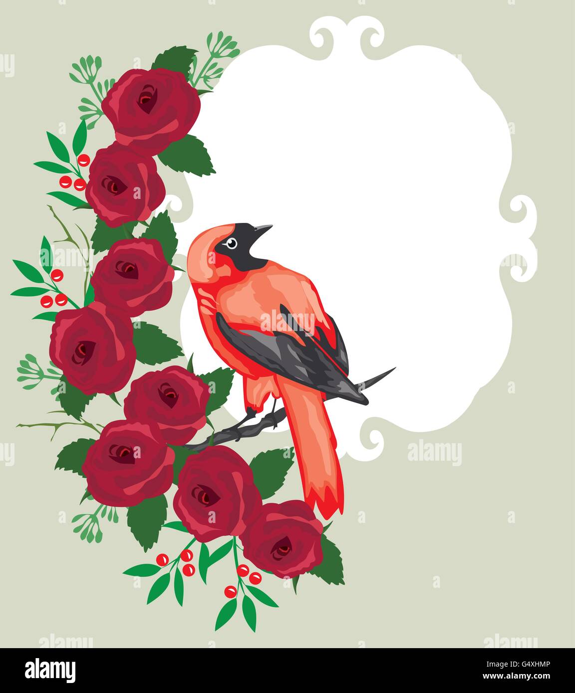vector illustration of floral frame with bird Stock Vector Image & Art ...