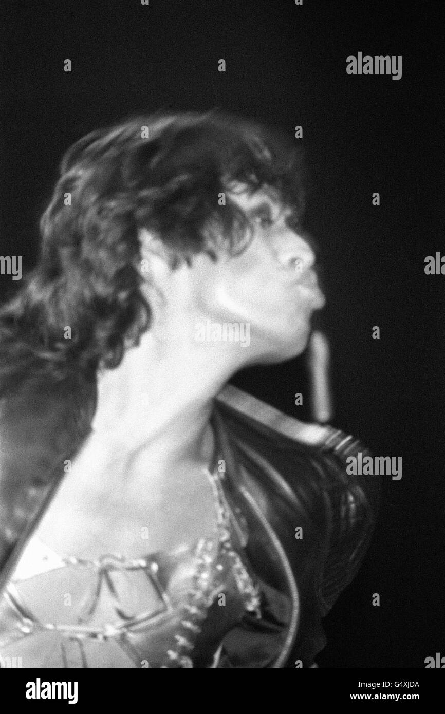 Mick Jagger, lead singer of The Rolling Stones, in concert at Wembley