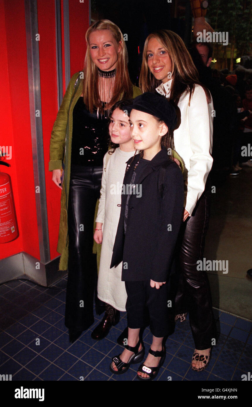 TV presenter Denise Van Outen (left) arrives for the British film premiere of Toy Story 2 at the Warner Village Cinema in Finchley, London. Stock Photo