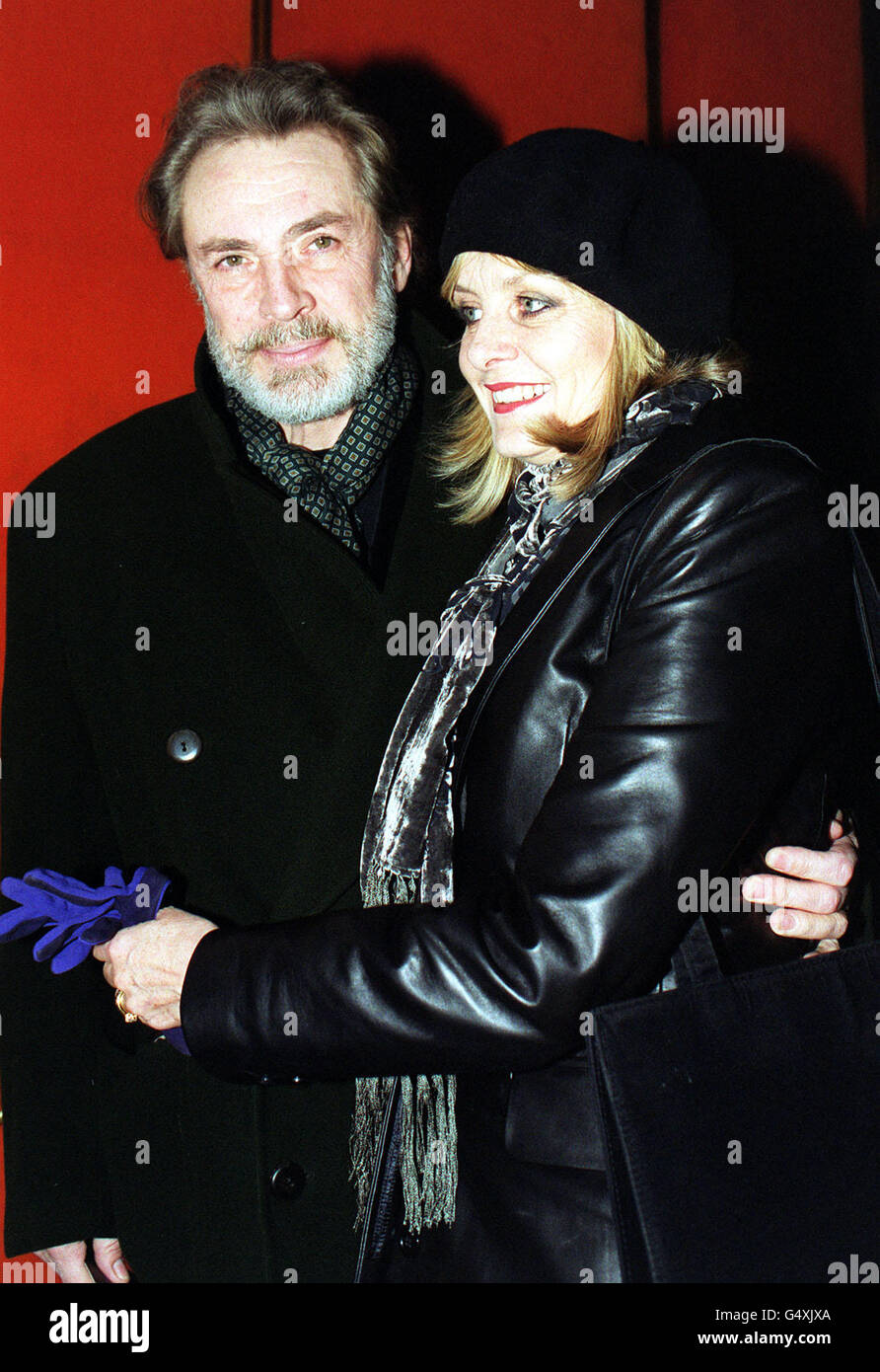 Twiggy and her husband Leigh Lawson, arrive for the celebrity film premiere of Neil Jordan's 'The End of the Affair' at the Curzon Cinema in London. Stock Photo