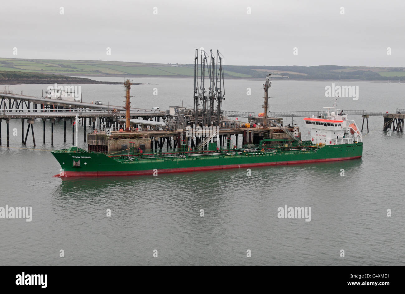 The 'Thun Genius' chemical/oil products tanker in Milford Haven, Pembrokeshire, Wales. Stock Photo