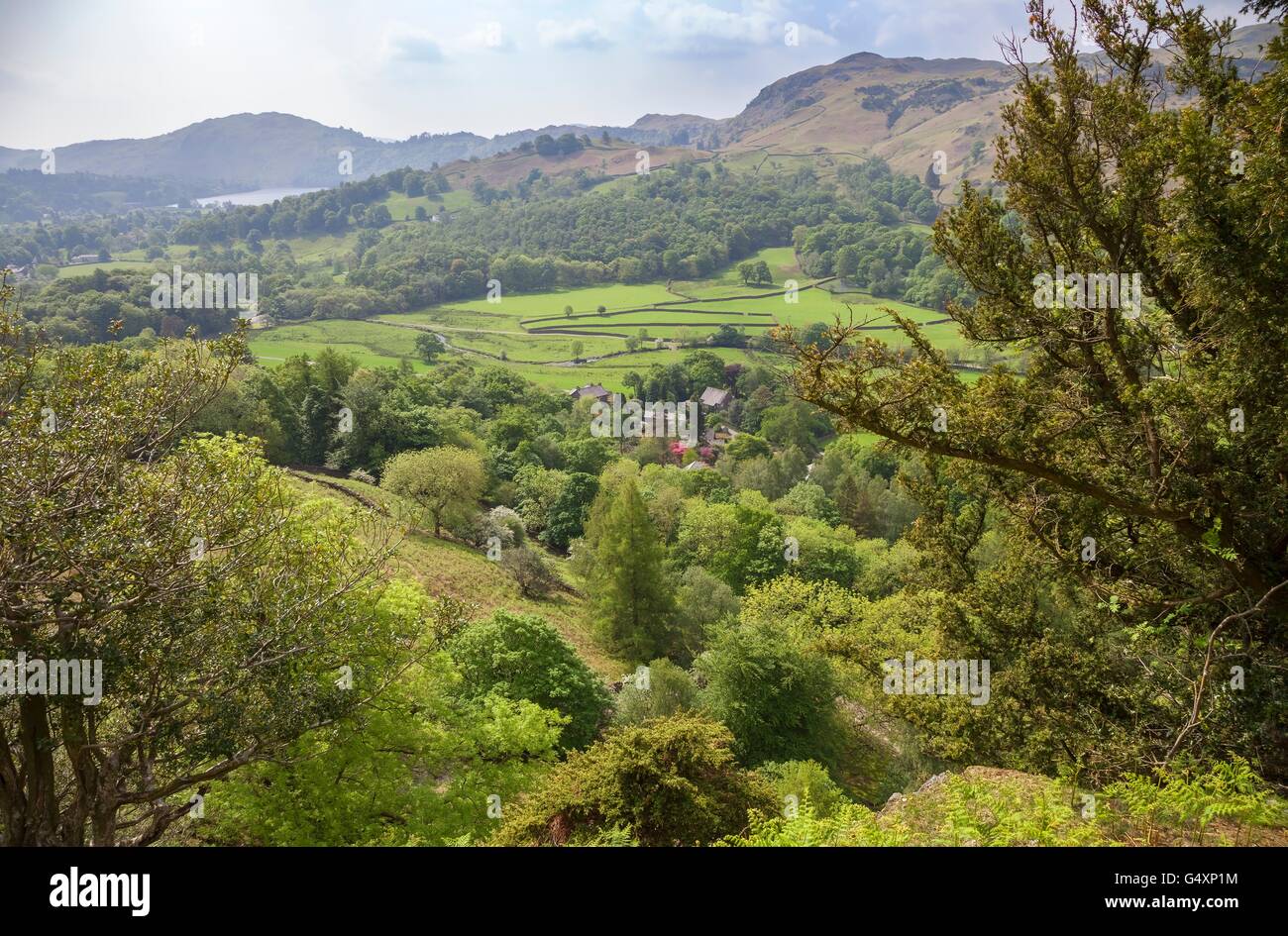 View from Helm Crag, The Lake District, Cumbria, England Stock Photo