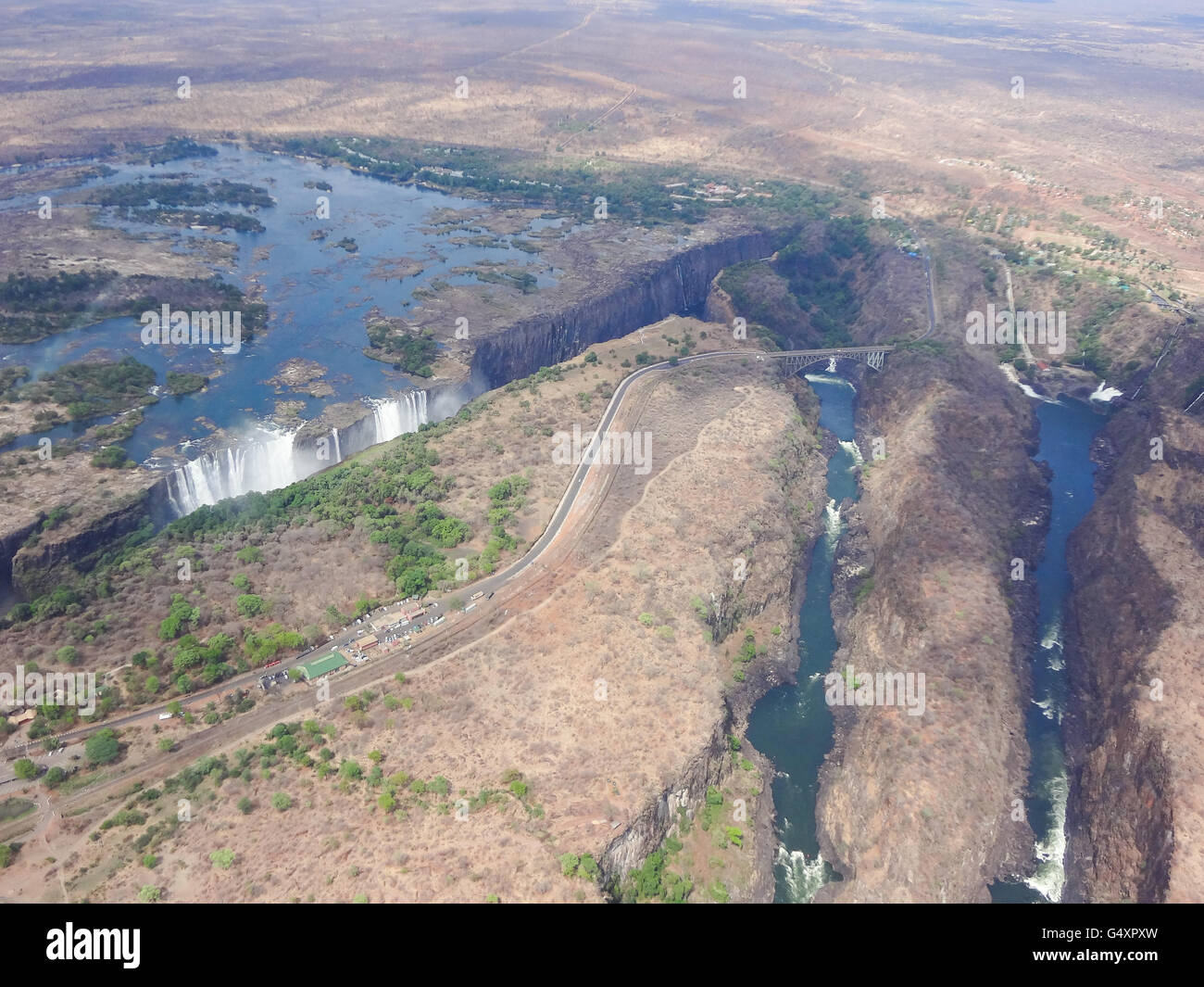Zimbabwe, Matabeleland North, Hwange, Victoria Falls, helicopter tour, view from the helicopter Stock Photo