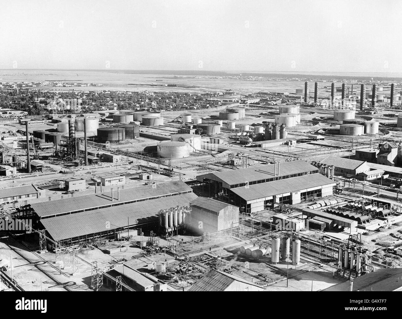 Buildings and Landmarks - Abadan Oil Refinery - Abadan, Iran. The Anglo-Iranian oil refinery, the worlds largest, at Abadan, Persia, Iran Stock Photo