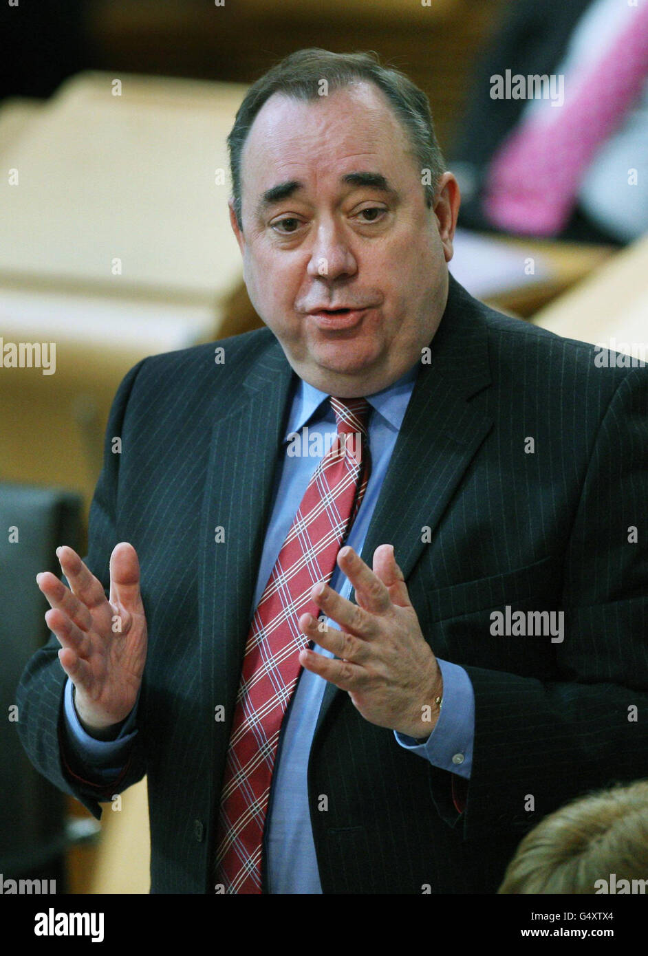 Scottish First Minister Alex Salmond during Question Time at the Scottish Parliament, Edinburgh. Stock Photo