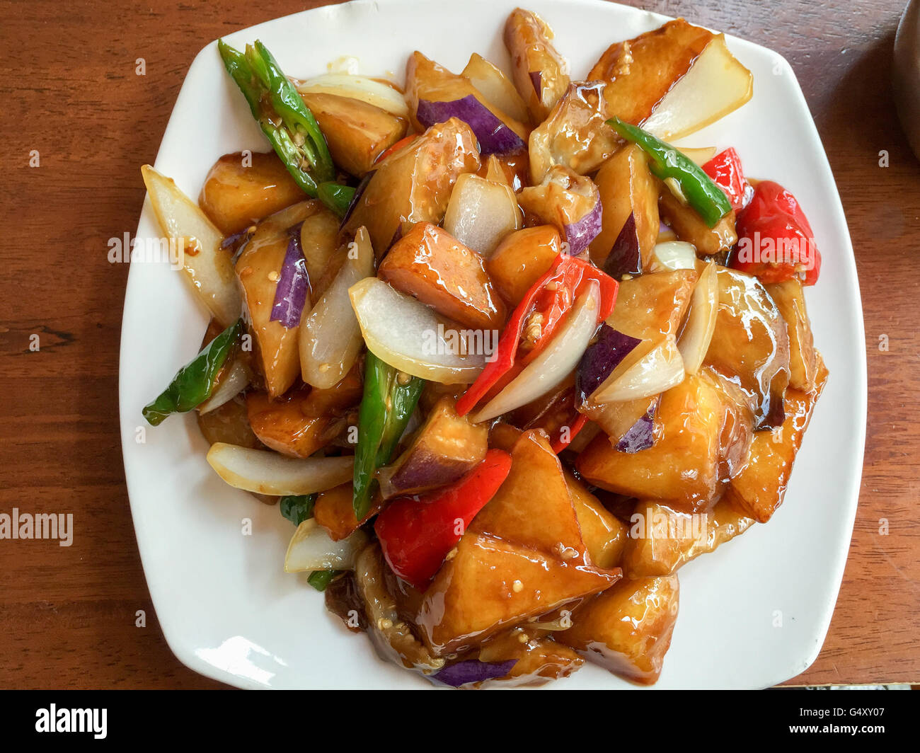 Singapore, vegetables in sweet and sour sauce Stock Photo