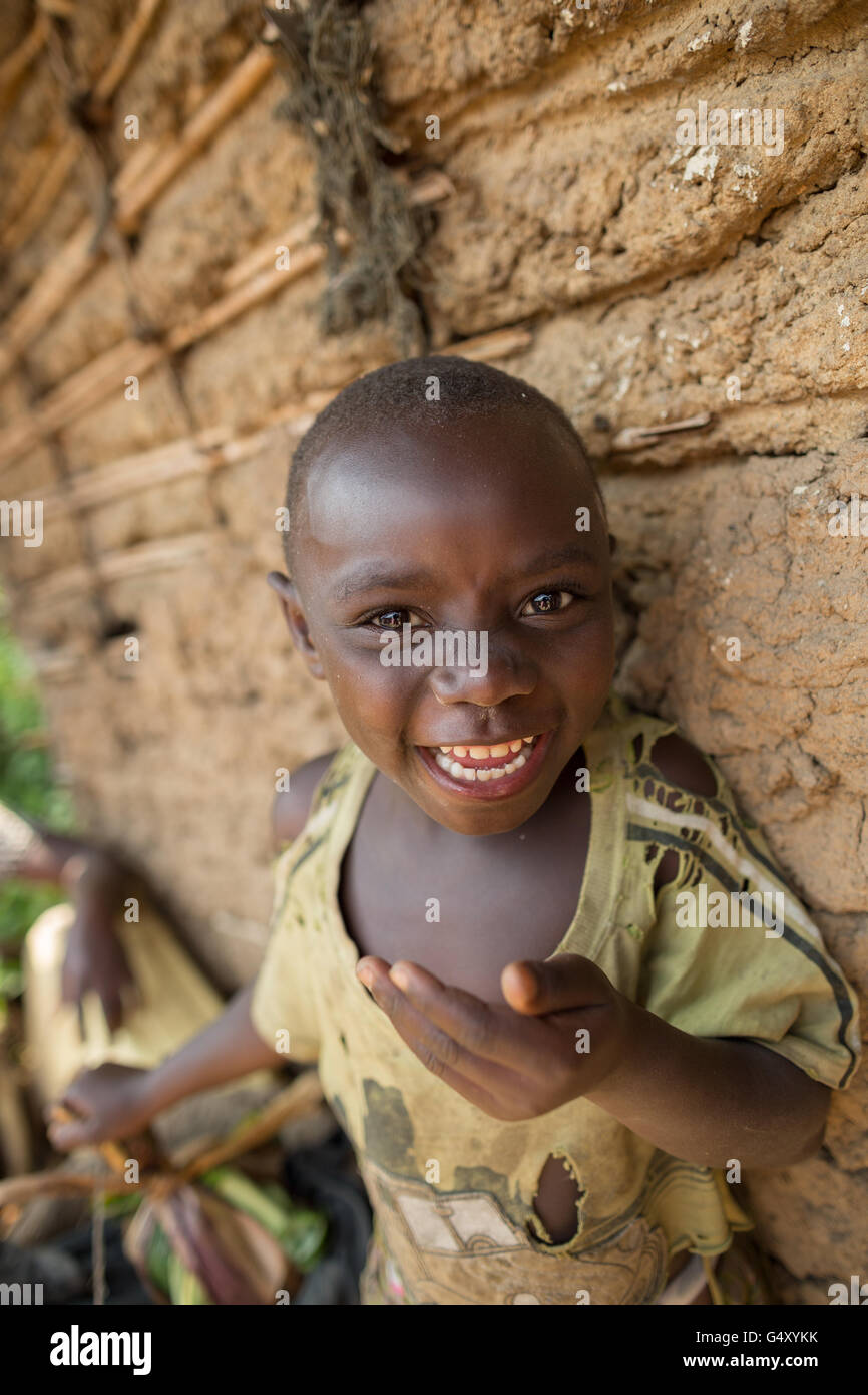 Happy children in rural Kasese District, Uganda, East Africa. Stock Photo