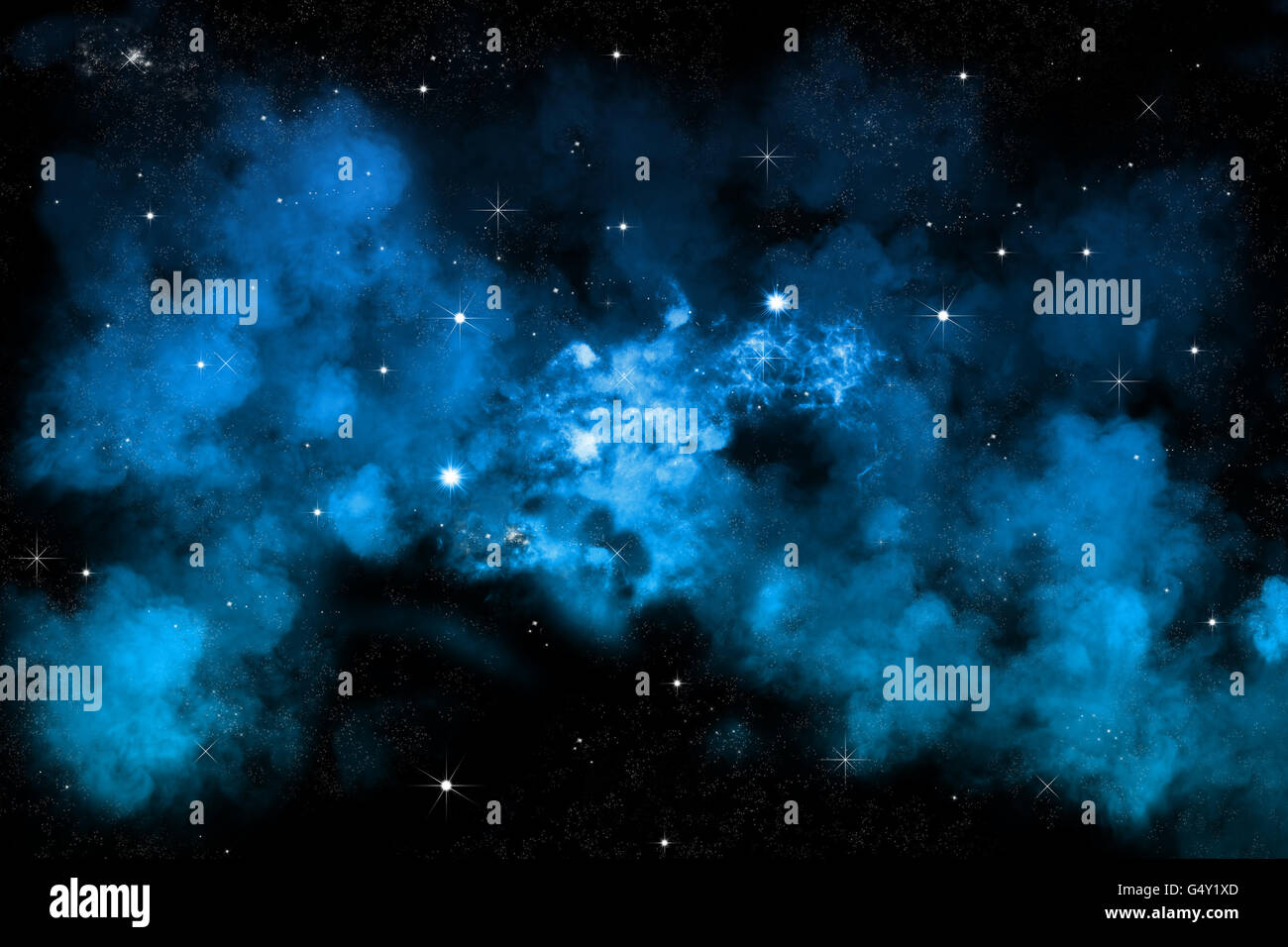 starry night sky background with bright stars and blue nebula ...